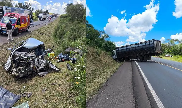 Homem tenta ultrapassagem, mas morre ao colidir de frente com caminhão na BR-282 em SC