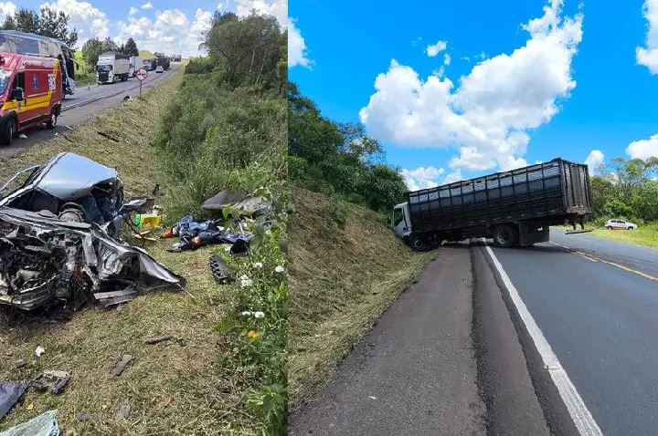 Homem tenta ultrapassagem, mas morre ao colidir de frente com caminhão na BR-282 em SC