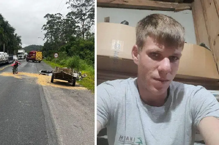 Jovem morto na BR-470 após carretinha se soltar de carro e atingir moto estava indo trabalhar