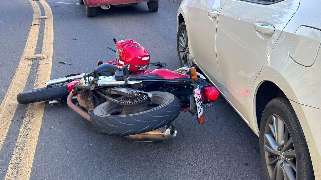 Motociclista fica ferido em acidente em Joaçaba