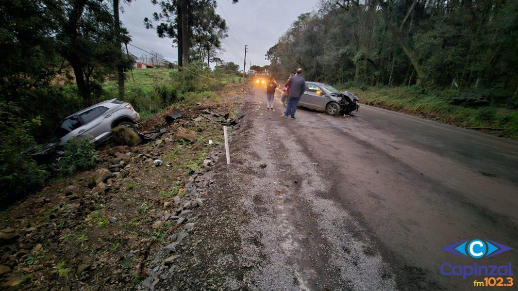 Violenta colisão deixa motoristas feridos na SC 150, no interior de Capinzal