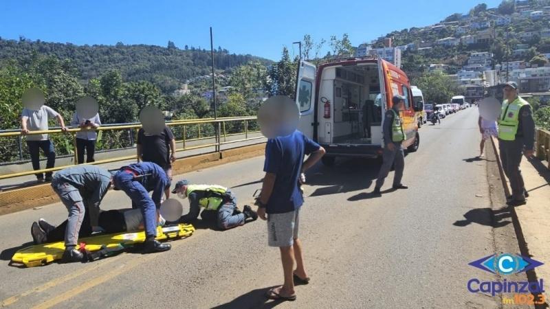 Idoso fica ferido após ser atropelado por carro na cabeceira da ponte