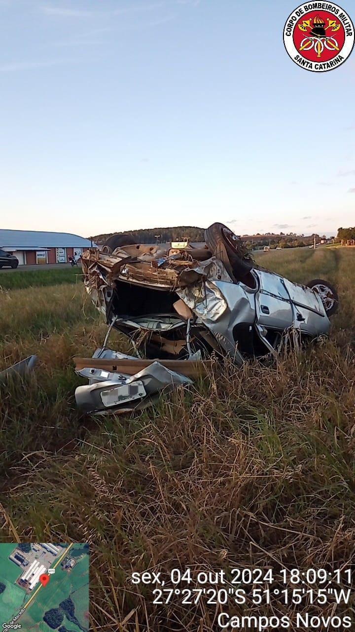 Capotamento deixa dois mortos na BR-470 em Campos Novos