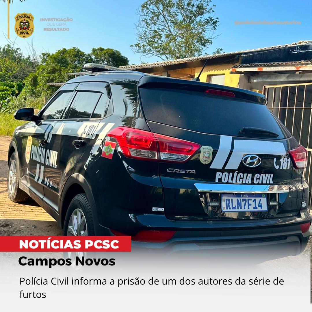 Polícia Civil informa a prisão de um dos autores da série de furtos