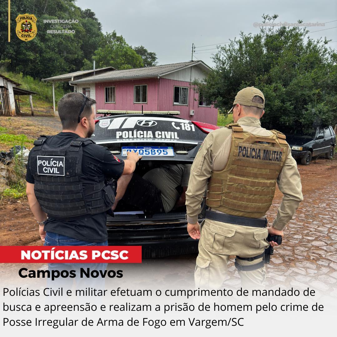 Polícia Civil cumpre mandado de busca e apreensão em Vargem e prende homem por posse de arma artesanal