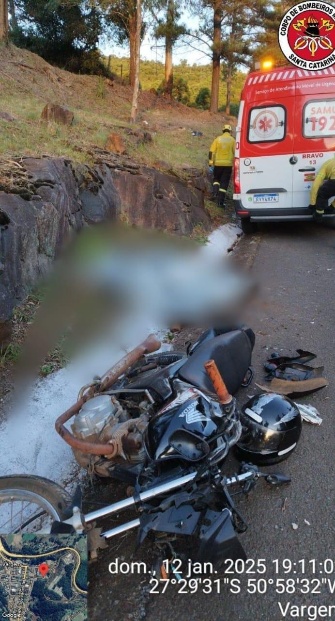 Motociclista morre em acidente na BR-282, próximo ao trevo da Vargem